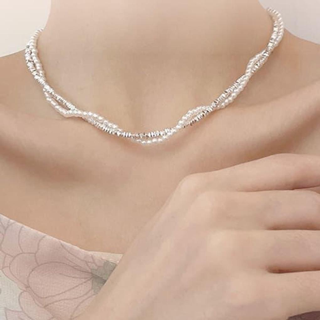 Women's Daily Bead Brick Low Layered Necklace