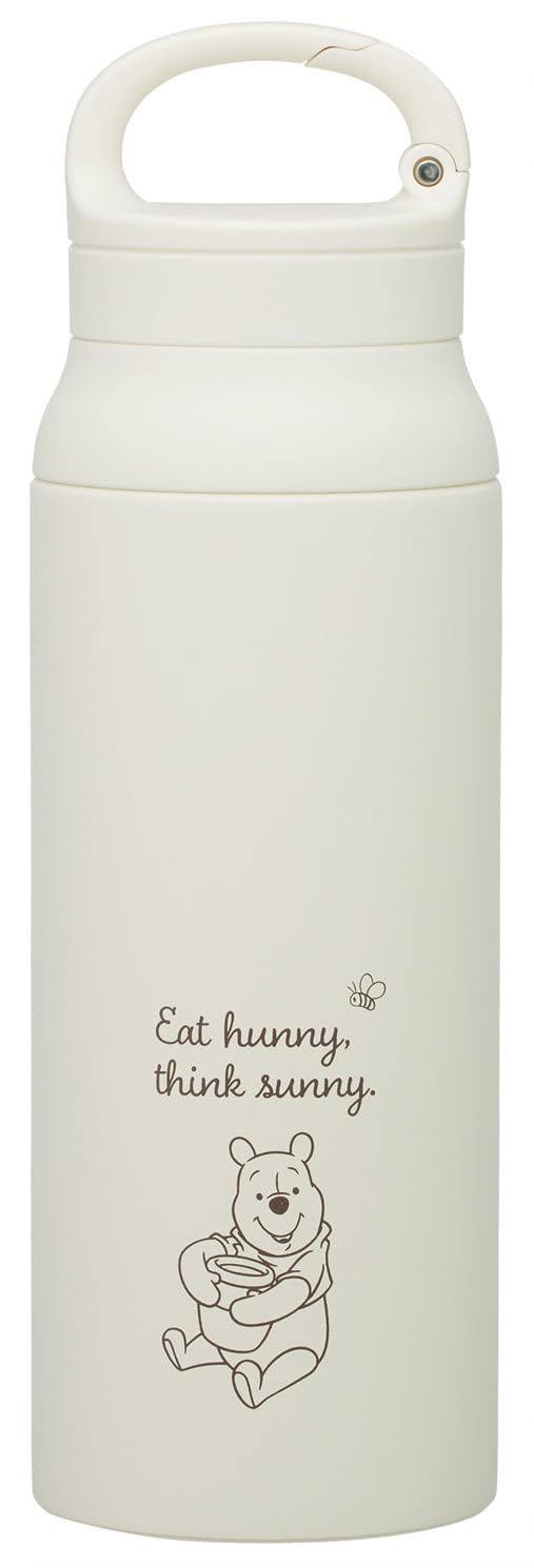 

Skater Stainless Steel Water Bottle with Carabiner Disney Winnie the Simple Logo STBC6-A Handle, Insulated, 600ml, Double-Layered Vacuum-Sealed, Pooh,
