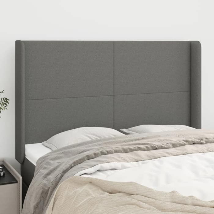 Maison Exclusive - Tête de lit avec oreilles Gris foncé 147x16x118/128 cm Tissu