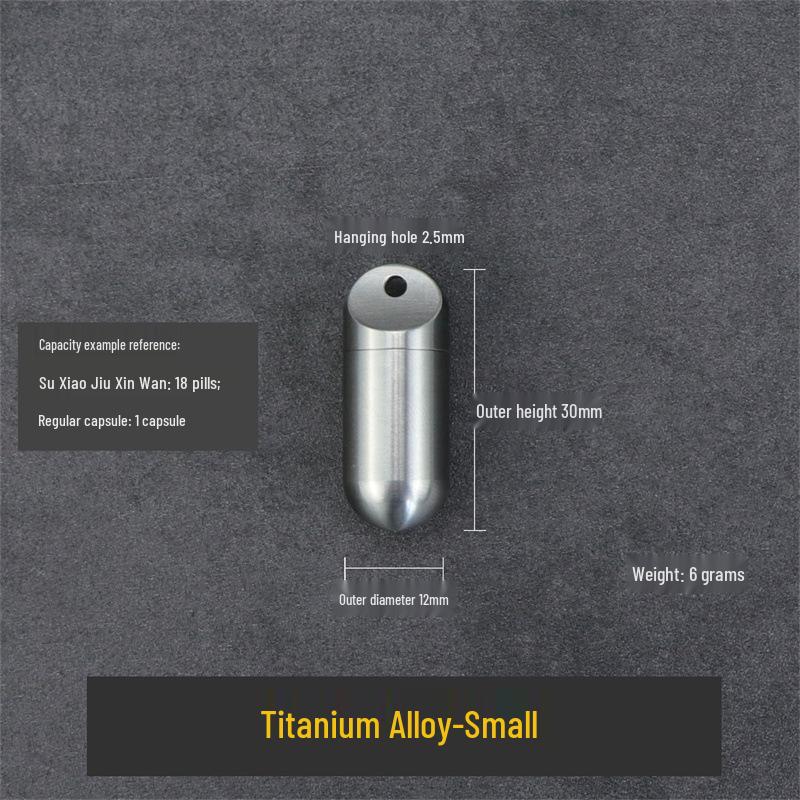 Titanium Alloy Waterproof Portable Pill Bottle - Small Sealed Outdoor Medicine Capsule Box