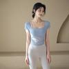 Womens Long Sleeve High-Elastic Quick-Dry Yoga Top With Built-in Mesh-Back Bra Support