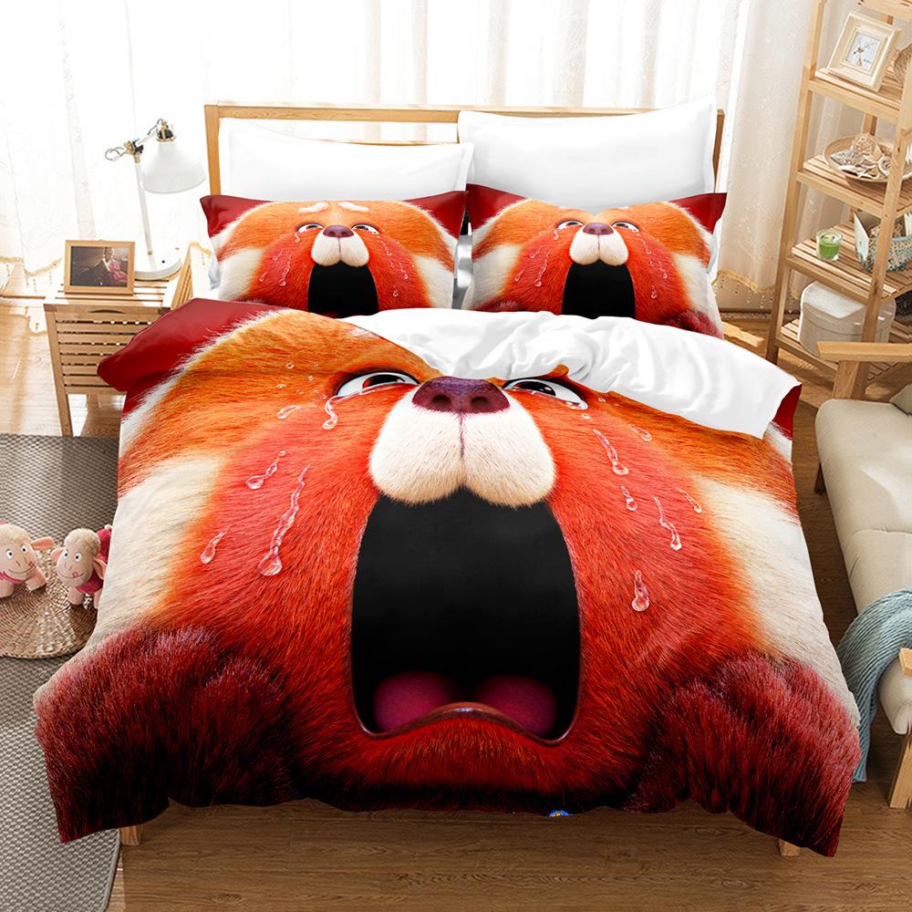 Cute Printed Three-Piece 3D Digital Printed Quilt Cover Pillowcase