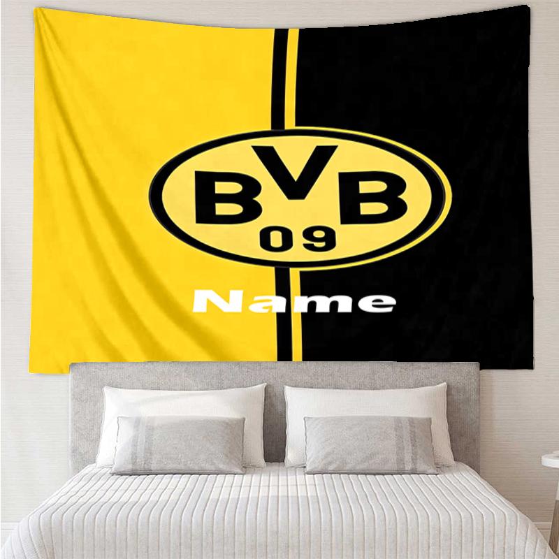Benutzerdefinierte Name BVB Druck Wandteppich, Hintergrund, Einfache Montage, Ideal für Schlafzimmer, Büro & Wohnzimmer, mit Ästhetischer Wanddekoration.