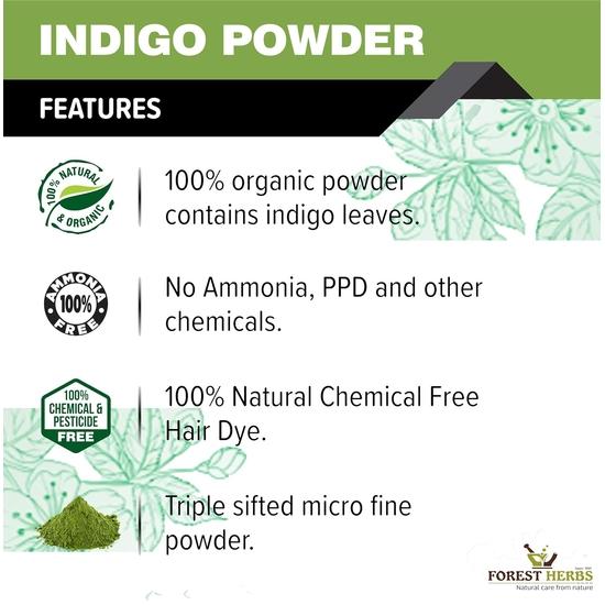 The Forest Herbs Naturlig pleie fra naturen 100% økologisk henna, indigo, amlapulver for hår svart kombinasjon hver 100 gram