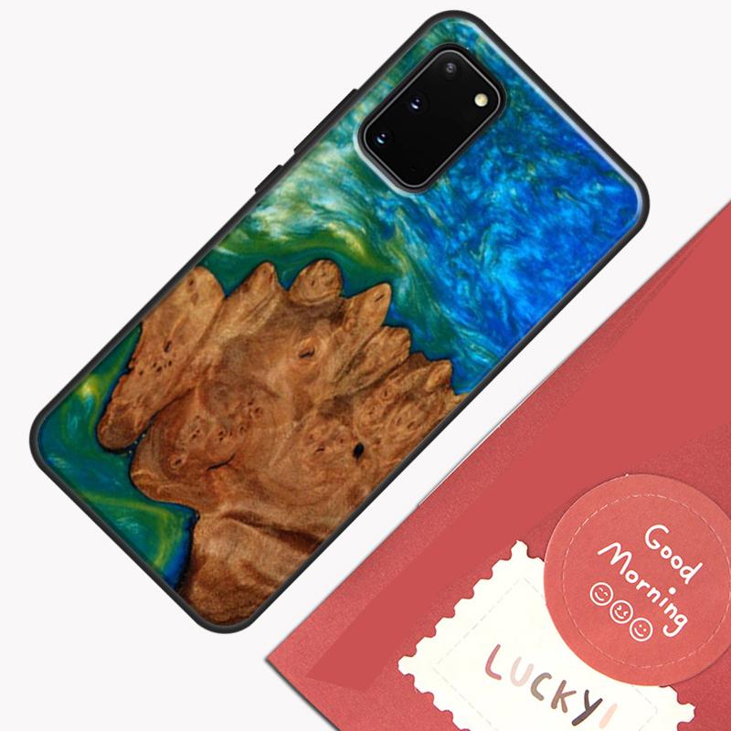 Hybrid Wood Resin Phone Case For Samsung Galaxy S23 Ultra S20 S21 S22 S24 S25 Plus S9 S10 S25 FE Cover Shell