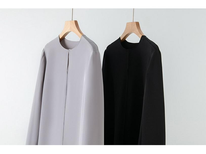Women's Silk Long Sleeve Top - Mulberry Silk, Loose Fit, Round Neck, Spring & Autumn.