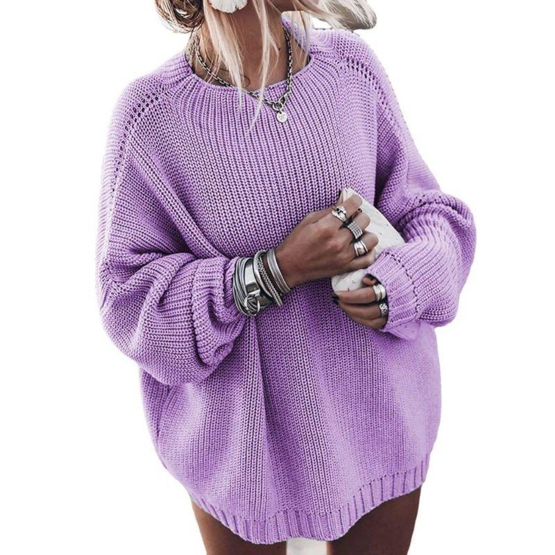 Loose Fitting Pullover Solid Color Sweater Loose Pullover Pure Color Sweater