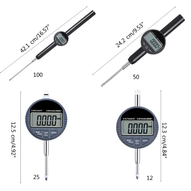 Electronic Digital Dial Indicator Gauge Inch/Metric Conversion 0-1Inch/25.4mm Digital Probe Indicator Dial Tester