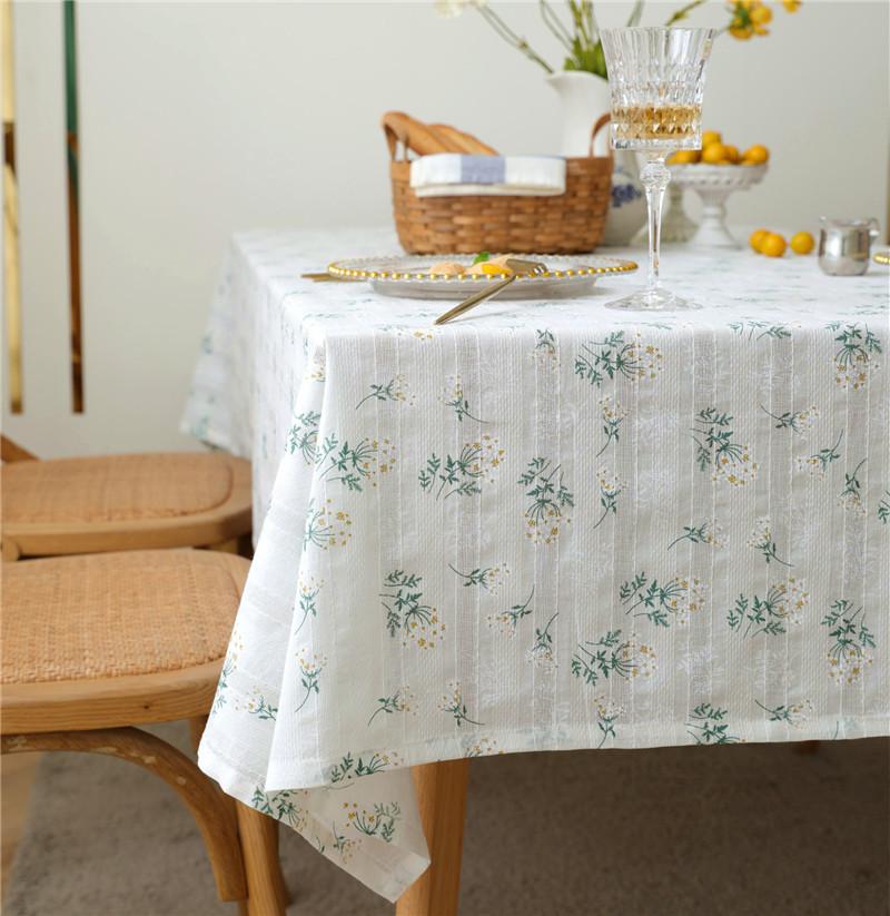 Korean Style Daisy Tassels Cotton Floral Tablecloth,Tea Table Decoration,Rectangle Table Cover For Kitchen Wedding Dining Room