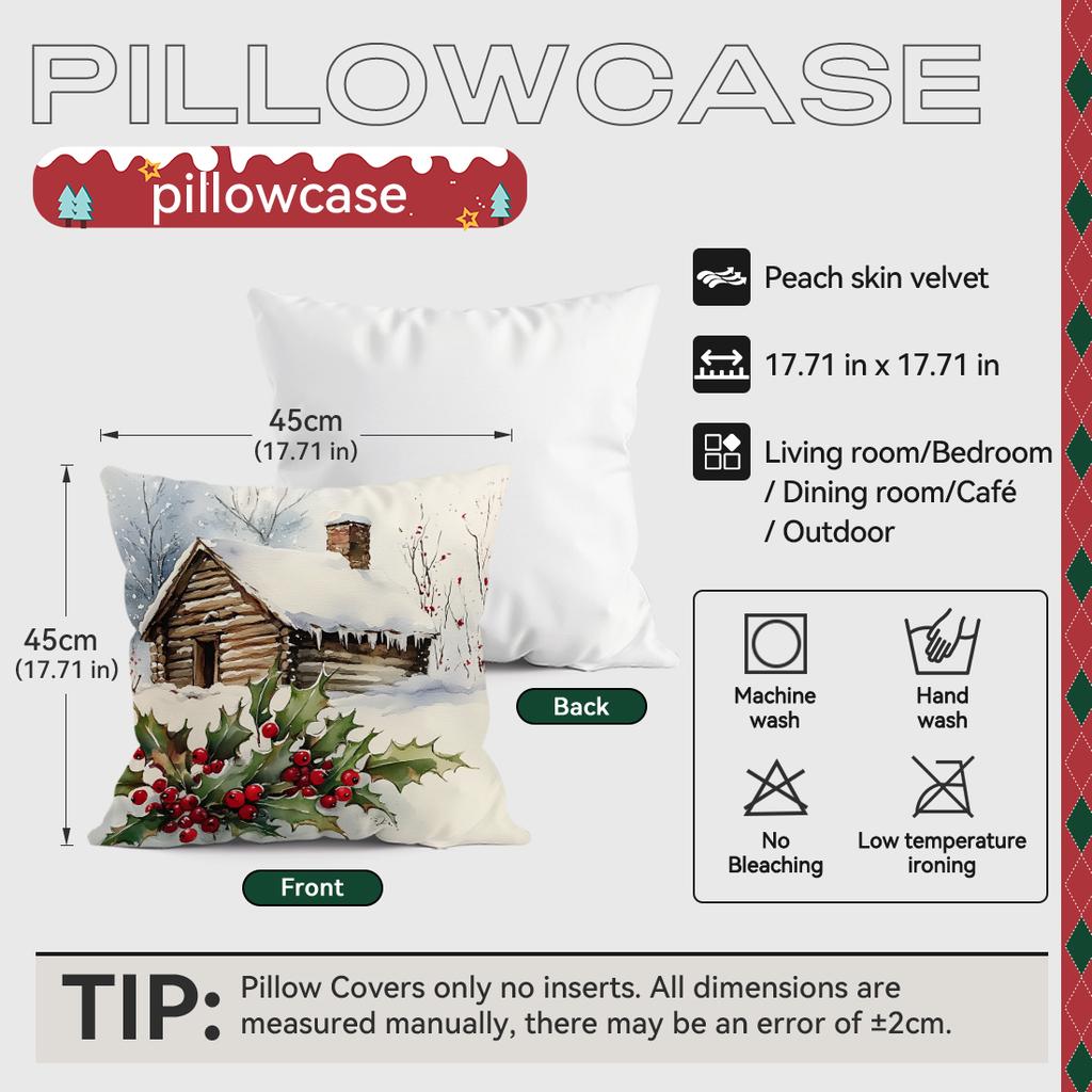 Vintage Christmas Decoration Pillowcase Bedroom Sofa Cushion Cover 100% Polyester Living Room Cushion Pillowcase Home Decor