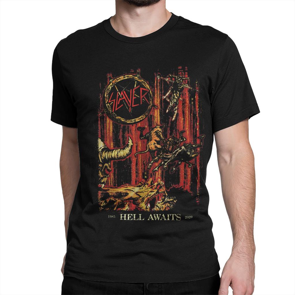 Novità L'Inferno Attende 35° Anniversario Anni '80 Magliette Band Metal Uomo Donna Magliette in Cotone Maglietta Band Slayer Abbigliamento Estivo