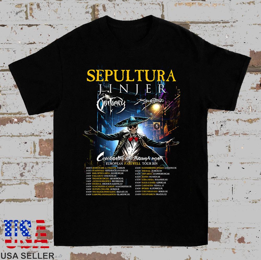 JINJER SEPULTURA Прощальный Тур Европейский Полный Размер S-5XL SS120 Унисекс Футболка S