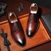 2019 Men'S Shoes Business Elegant Gentleman Shoes Lace-Up Simple Leather Shoes British Style First Layer Cowhide Dress Wedding Shoes