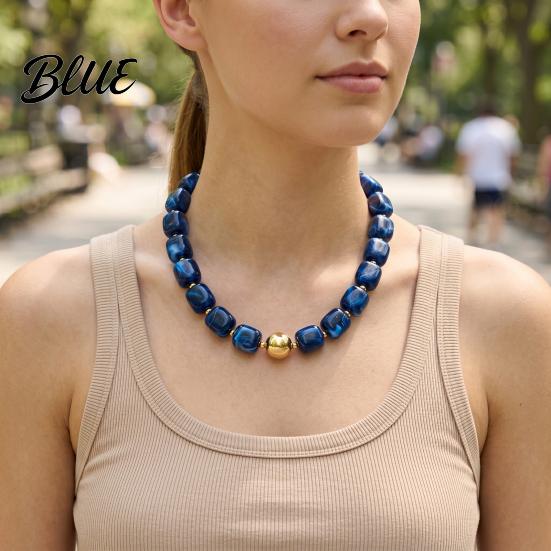 Beautiful Beaded Choker Chunky Colorful Resin Beads Necklace Boho Everyday