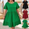 Summer Dress for Women Plus Size Elegant Fashion Round Neck Weave Patchwork Loose Short Sleeve