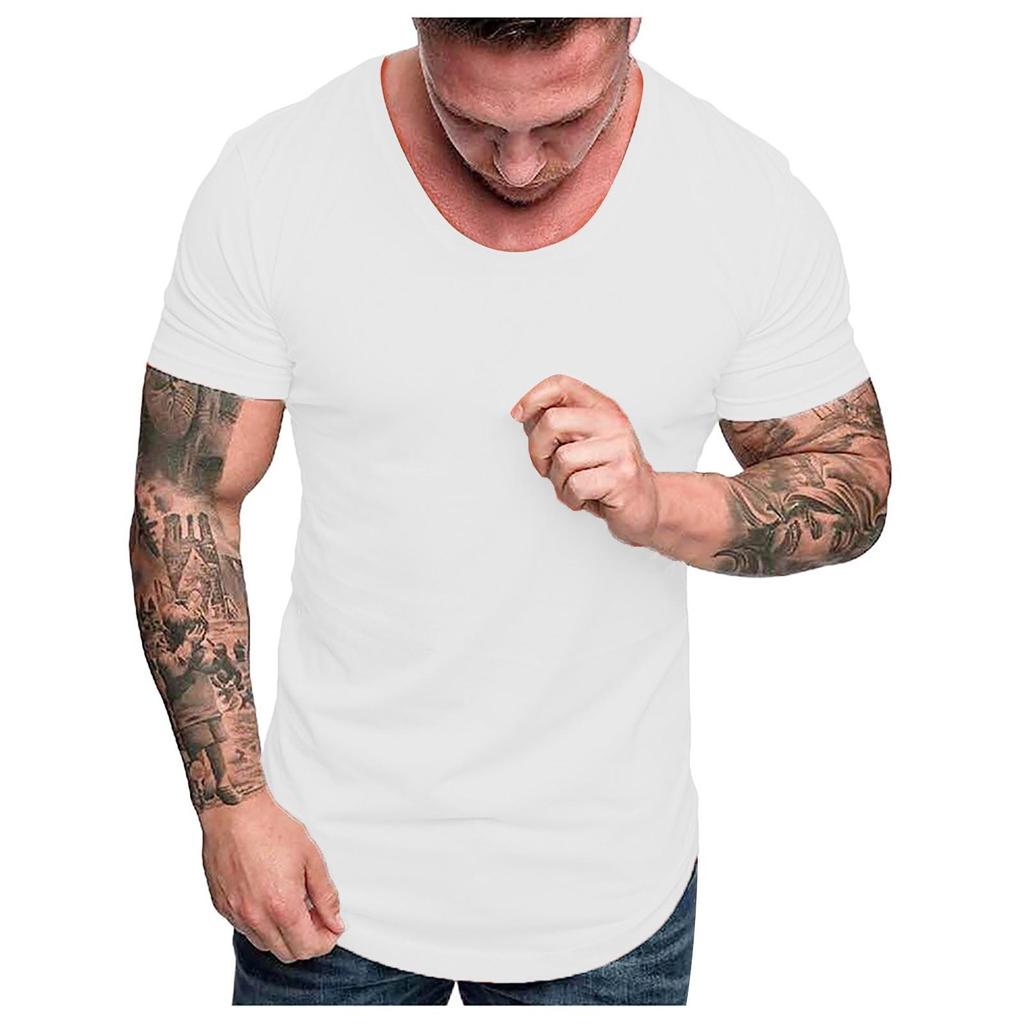 Fashion Men's Summer Slim Fit Casual  Short Sleeve T-shirt Top Blouse