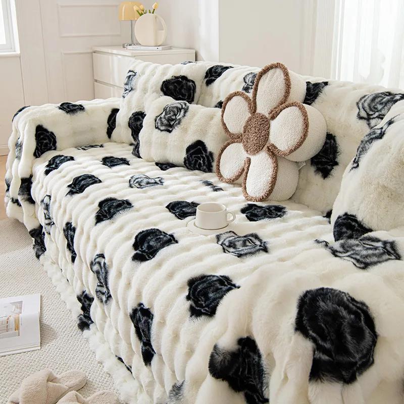 

Чехол на подушку для дивана с зимним утолщенным плюшем, многофункциональное одеяло с ворсом, необходимое для ленивых людей, легко чистится 180x130cm1pcs чёрный