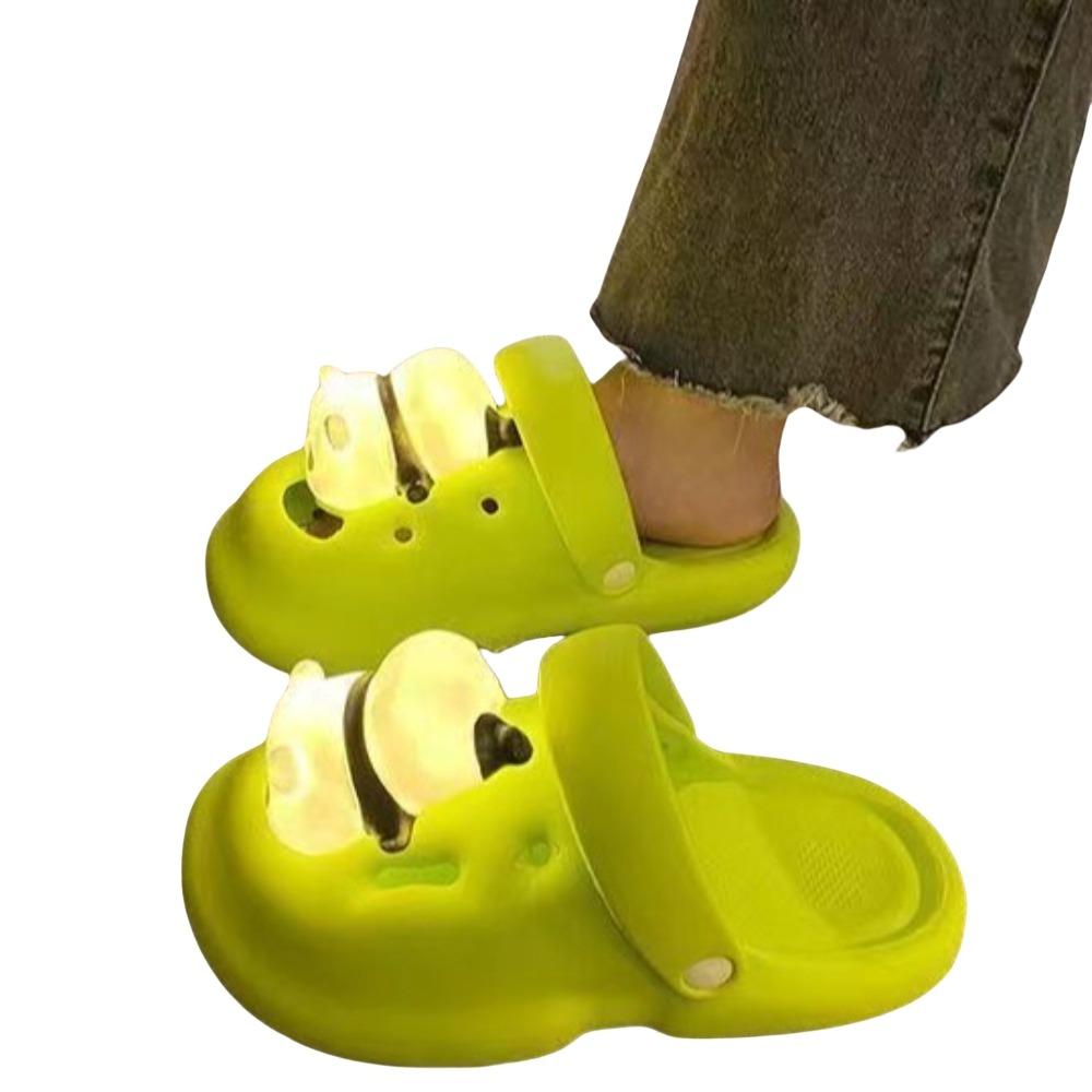 Cartoon Lighting Panda Slippers 3D Animal Panda Slides Sandals Outer Wear Shoes Summer Beach
