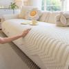 Cream Thicken Tuffed Fleece Sofa Cover for Cozy Winter Warmth Living Room Furniture Decor Couch Cushion Slipcovers Sofa Towel