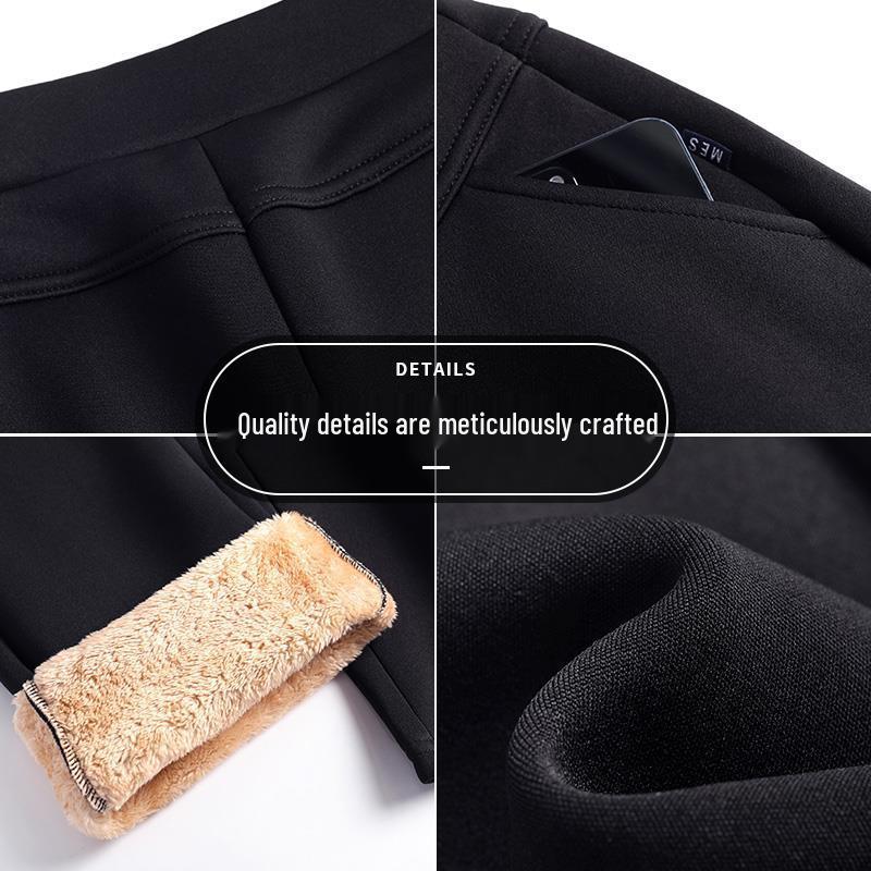 Damen Übergröße Hohe Taille Lammwolle Fleecegefüttert Dicke Hosen für Winter