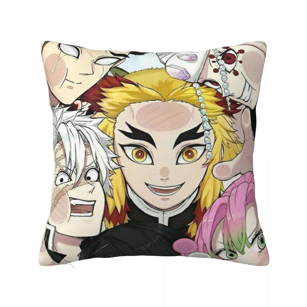 Demon Slayer Kimetsu No Yaiba Kissenbezug Weicher Polyester Kissenbezug Geschenk Kissenbezug Hülle Zuhause Reißverschluss cm