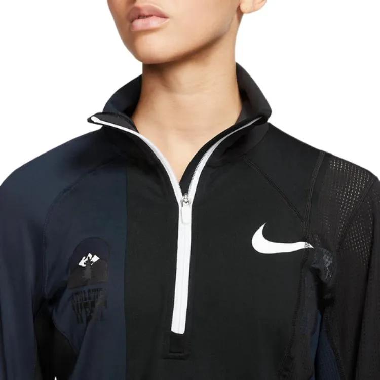 Nike Women's Half Zip Running Jacket Black / Dark Obsidian (Unisex) Jackets CD6308 010
