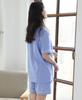 Summer Short Top and Bottom Front Opening Loungewear Blue [Yoimira] Women's Pajamas, Loungewear, Sleeves, Set, Pajamas, Set, Cotton, Stylish,