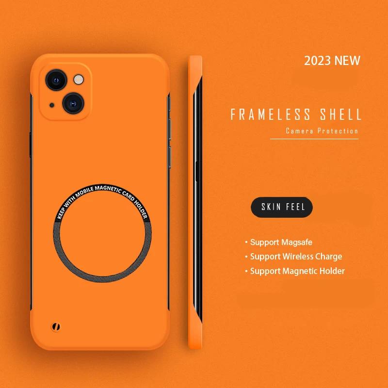 

Розкішний жорсткий ПК безрамковий магнітний чохол для телефону для iPhone 15 14 Pro Max 13 12 11 Pro Max Mini 15 14 Plus Magsafe Matte Thin Cover for iPhone 13 Mini