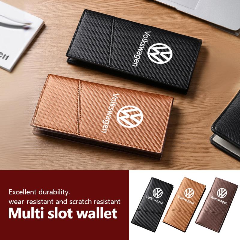 VFHJQ1 For Volkswagen VW Men's Carbon Fiber Wallet Large Capacity Car Card Holder Organizer Scirocco Jetta Beetle Golf 4 5 6 Passat