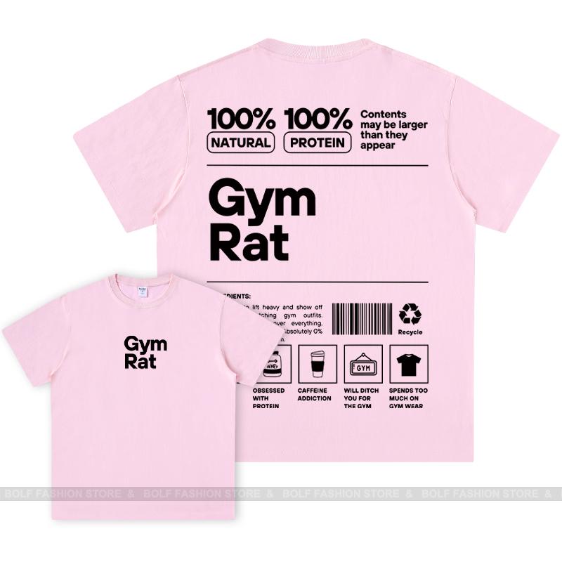 GYM Graphic 100% Cotton Oversized Big Pattern Double-sided Classic Short Sleeve T-Shirt for Men Women Sportswear Tops Tees