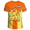 Niederlande Herren T-Shirt Niederländisches Nationalwappen Flagge 3D Druck T-Shirts Unisex Rundhals Oberteile Übergroß Locker Kurzarm T-Shirts