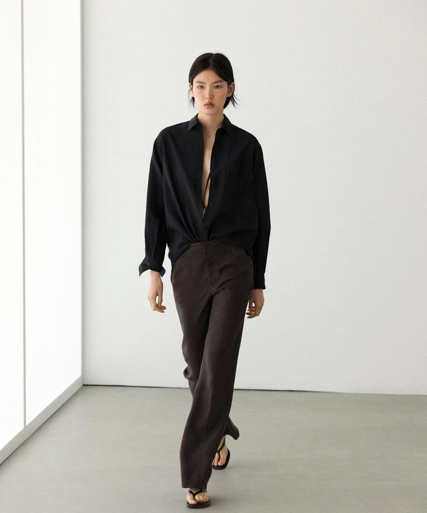 Masimodutti 100% Linen Kick Bell-Bottom Pants