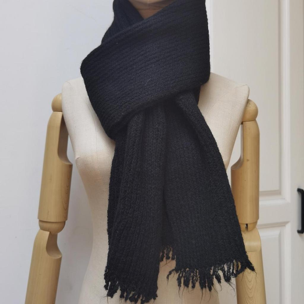 Unisex Grey Wool Blend Knit Snood Scarf for Winter Warmth