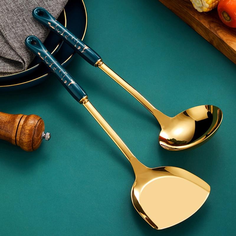 Electroplate Chef Utensil Set Cookware with Premium 201 Stainless Steel 4/6Pcs