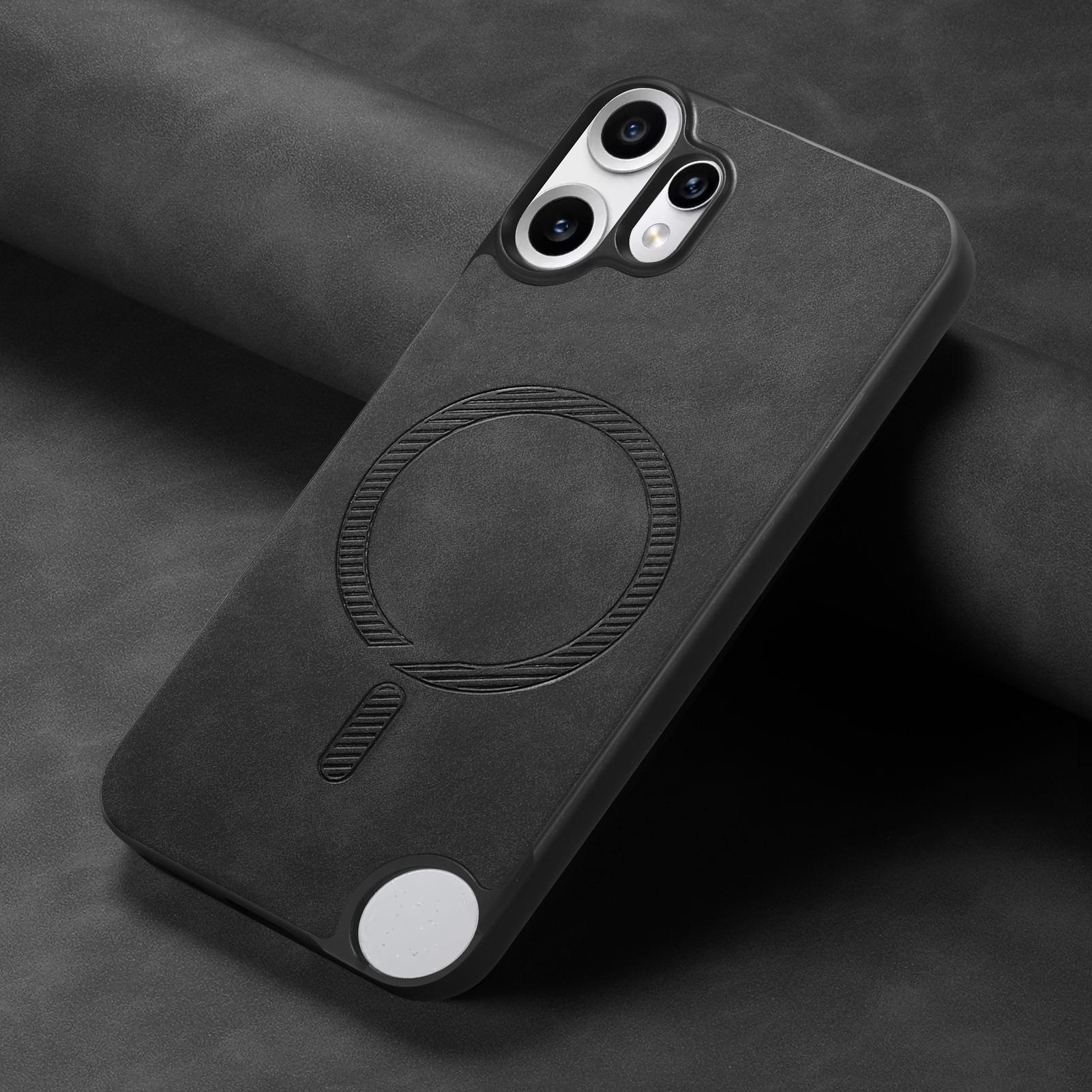 

Магнитный кожаный чехол для Nothing CMF Phone 2 Pro Magsafe Беспроводная зарядка Матовый противоударный чехол для CMF Phone 2Pro Бампер Nothing CMF Phone 2 Pro чёрный