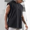 T-shirt da uomo con cappuccio tinta unita gilet senza maniche allentato estivo per la festa