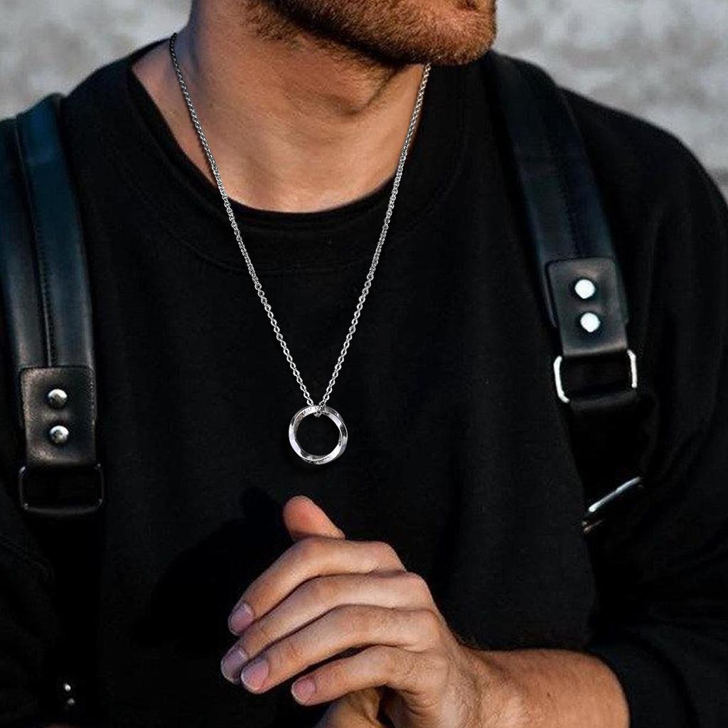 Vnox Norse Viking Necklace for Men Stainless Steel Mobius Pendant Trendy Male Jewelry Gift