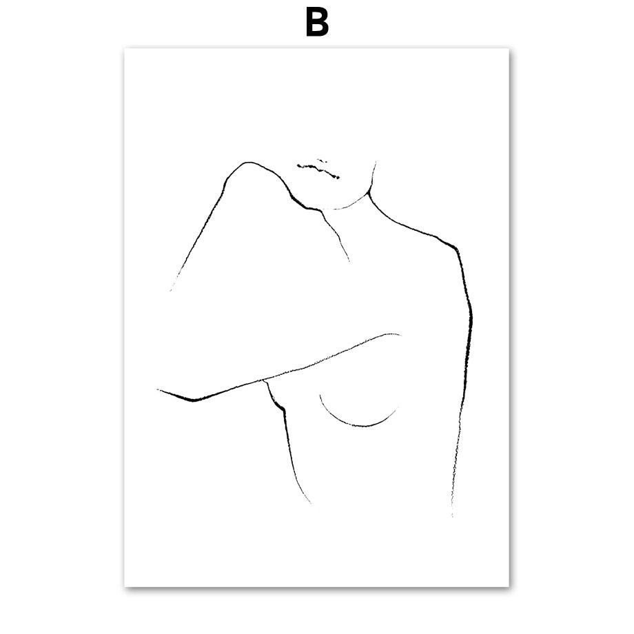 Abstract Striped Girl Line Body Geometry Wall Art Canvas Painting Nordic Posters And Prints Wall Pictures For Living Room Decor