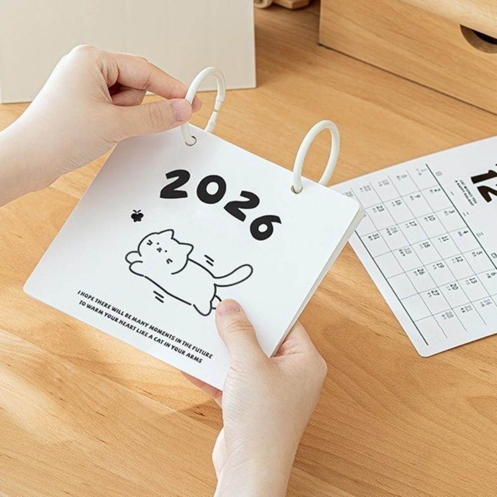 Cartoon 2026 Desktop Calendar Plastic Table Planner Creative Daily Planner  Office
