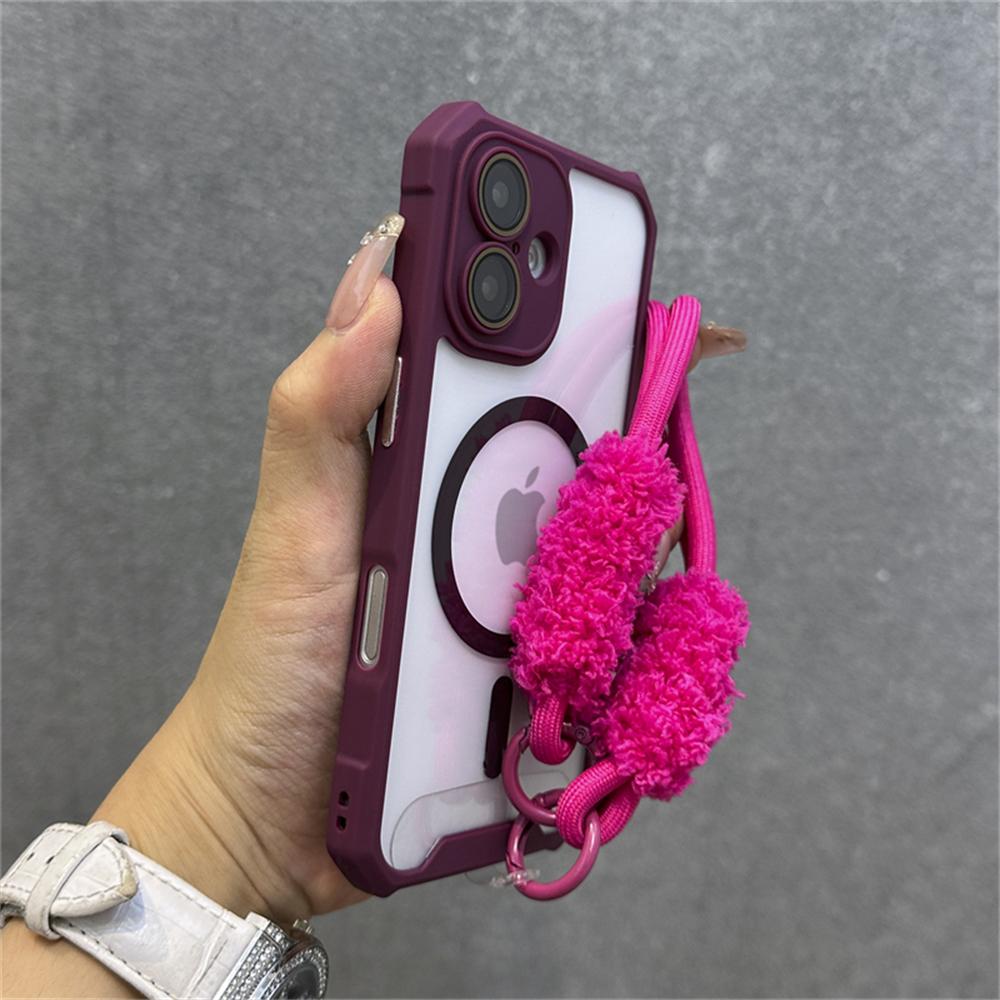 Air Bag Shockproof Magnetic For Magsafe Wireless Charging Wrist Strap Case For iPhone 16 11 12 13 14 15 Pro Max Plus Clear Cover