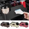 Car Back Seat Organizer with 2 Drink Cup Holder And Tissue Box Waterproof Faux Leather Car Storage Rack