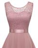 2024 Elegant Lace Patchwork Wide Hem Chiffon Banquet Gown