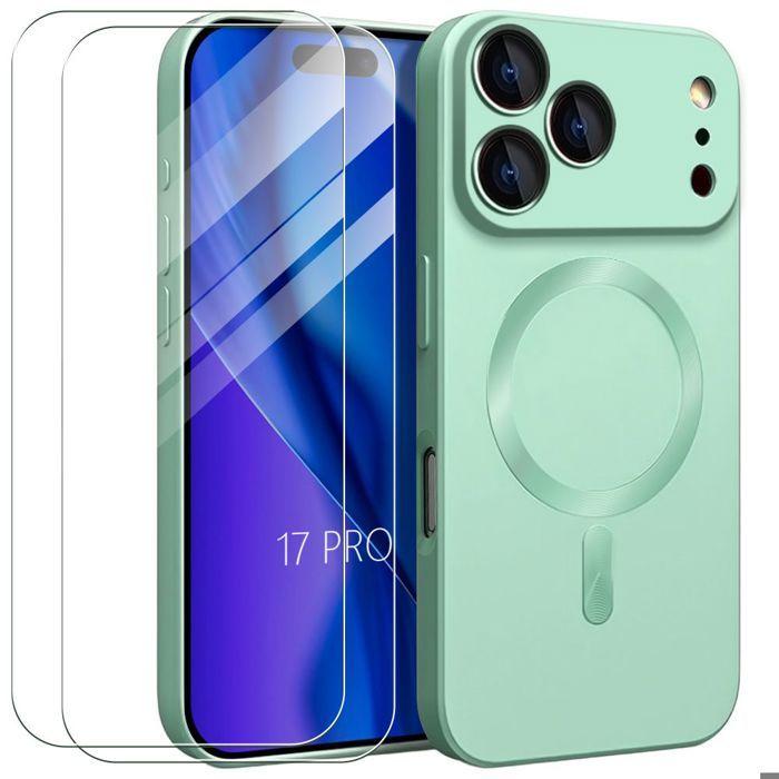 Coque de Protection - E.F.Connection - iPhone 17 Pro - Anneau Magnétique Vert - 2 Verres Trempés