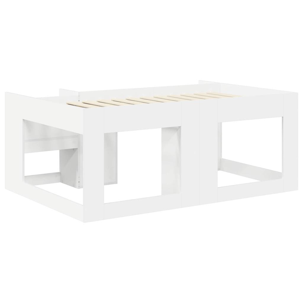 Children s Bed Frame with Storage Space White 80 x 160 cm Wood Based Panel