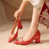 Chinese Soft Sole Wedding Shoes Bridal Shoes High Heels Women's Single Shoes
