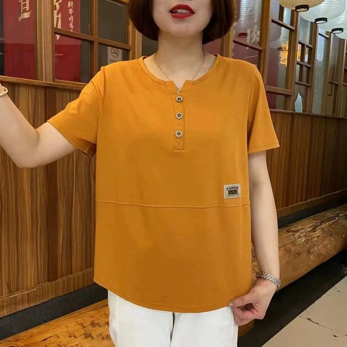 Mom's Summer Short-sleeved T-shirt for Women with Loose Half-sleeved Slim Summer New Middle-aged and Elderly Large-size Top for Women