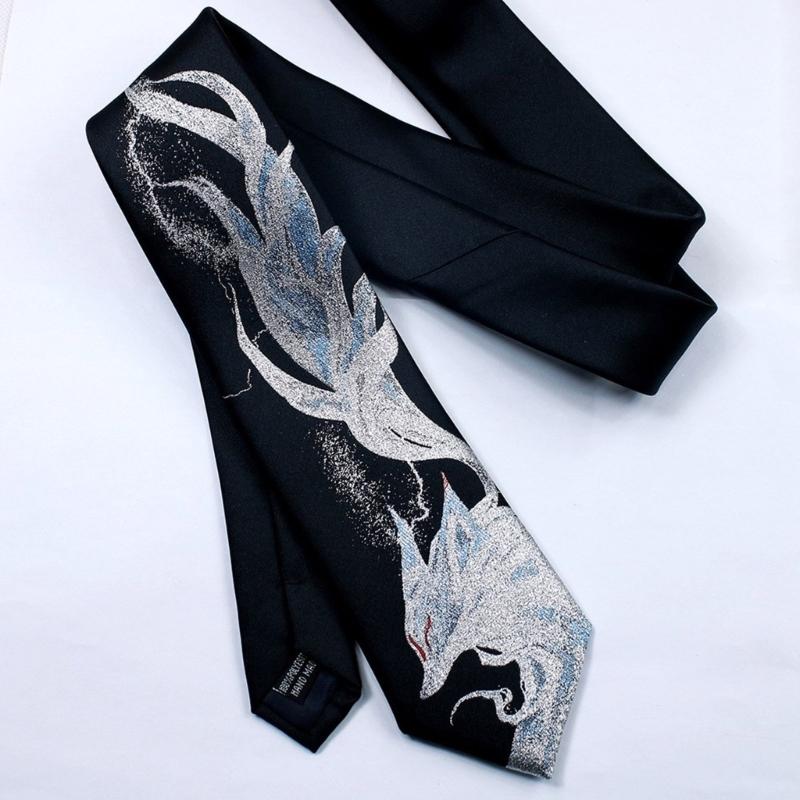 Fashion Necktie for Girls Cosplay Anime Party Nine Tailed Foxes Pattern Neckwear