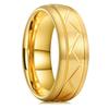 Men's Black Gold Plated Titanium Ring With Purple CZ - 8mm Matte Wedding Band