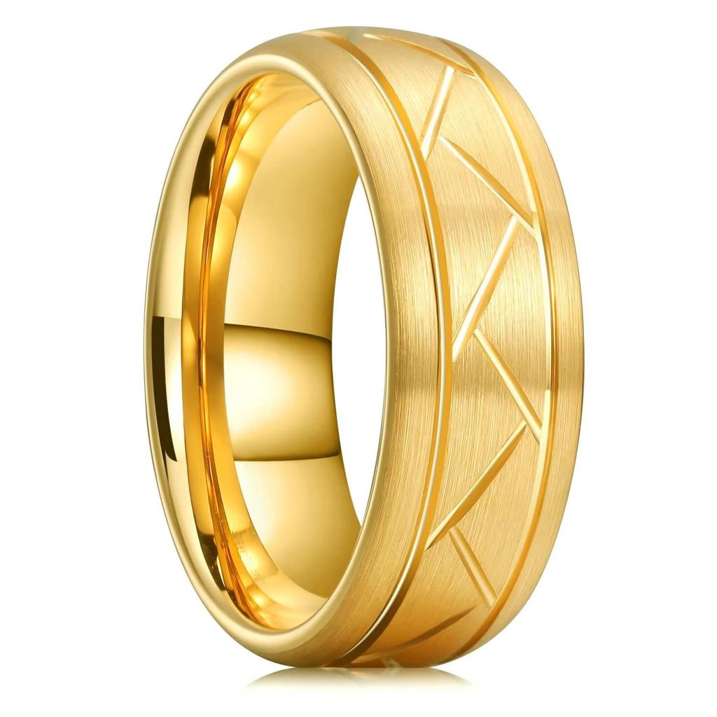 Buy 2023 Modern 8mm Gold Color Titanium Steel Rings For Men Women ...