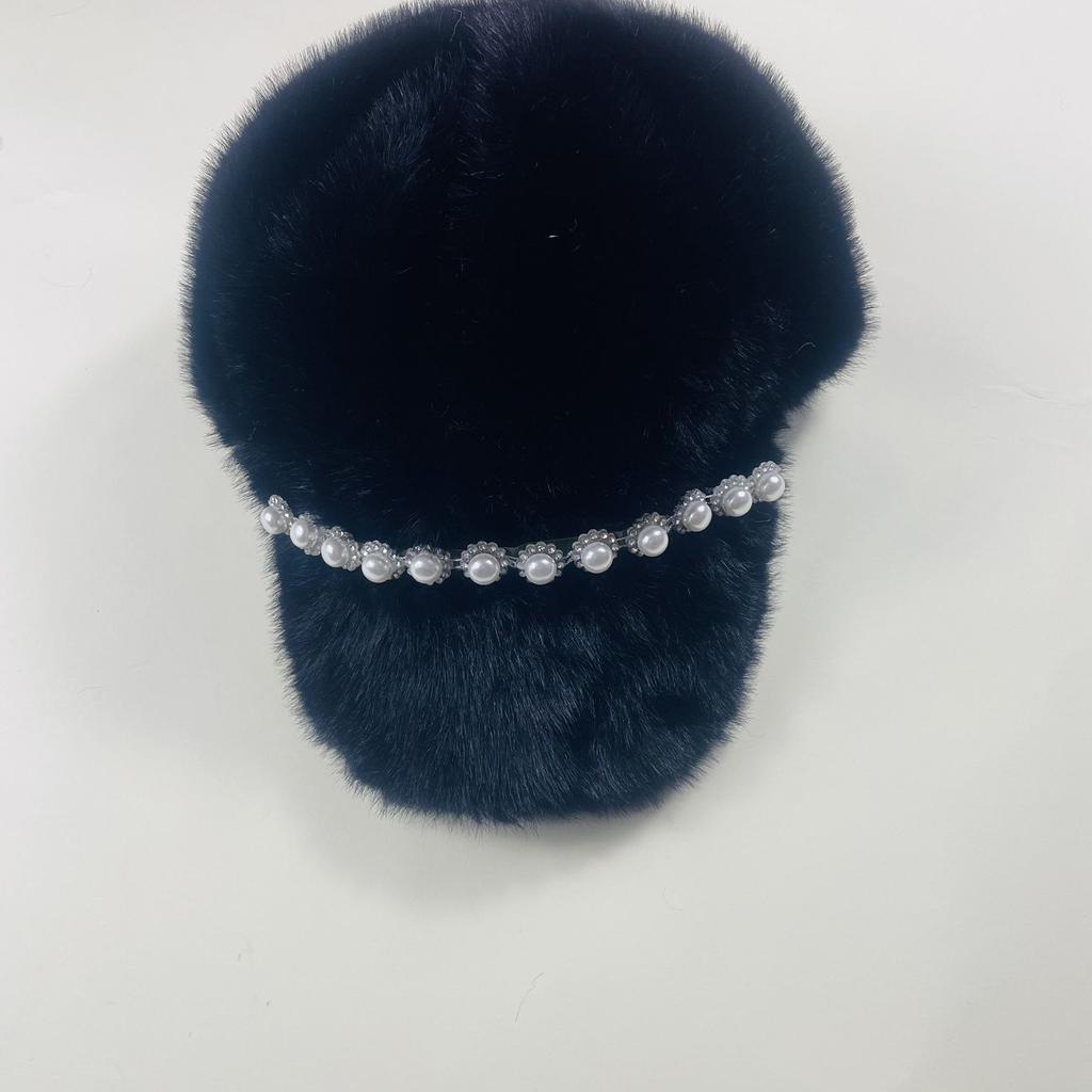 New Warm Ladies Hat Heavy Industry Shiny Pearl Cotton Winter Imitation Mink Baseball Cap Fashion Snowflake Hat